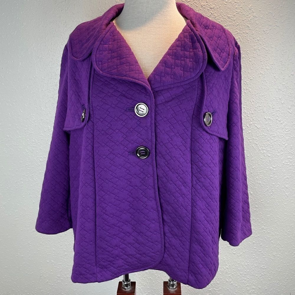 NWT RQT Purple Quilted Button Down Coat Size L